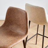 Faux Leather Armless Counter Stool Modern Style Low Back Bar Stool for Indoor