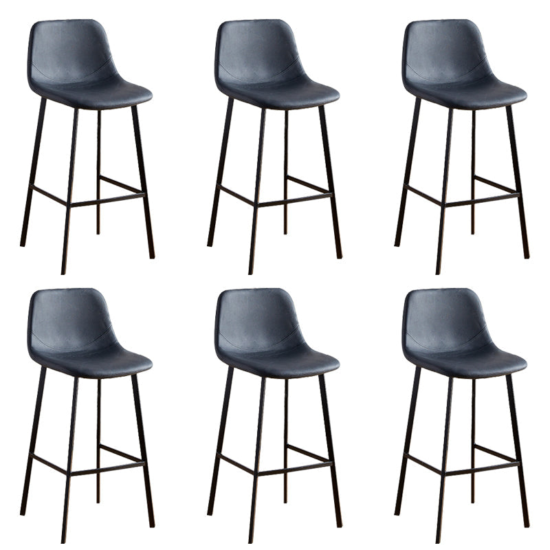 Faux Leather Armless Counter Stool Modern Style Low Back Bar Stool for Indoor Black 6 Piece Set Counter Stool(26"H) Clearhalo 'Bar Furniture' 'Bar Stools' 'bar_stools' 'furn' 'furn_bar_stools' 'Furniture' 'Kitchen & Dining Furniture' 6289183