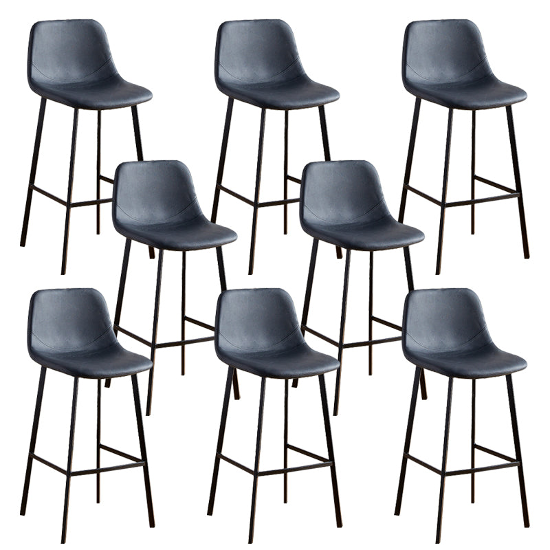 Faux Leather Armless Counter Stool Modern Style Low Back Bar Stool for Indoor Black 8 Piece Set Counter Stool(26"H) Clearhalo 'Bar Furniture' 'Bar Stools' 'bar_stools' 'furn' 'furn_bar_stools' 'Furniture' 'Kitchen & Dining Furniture' 6289185