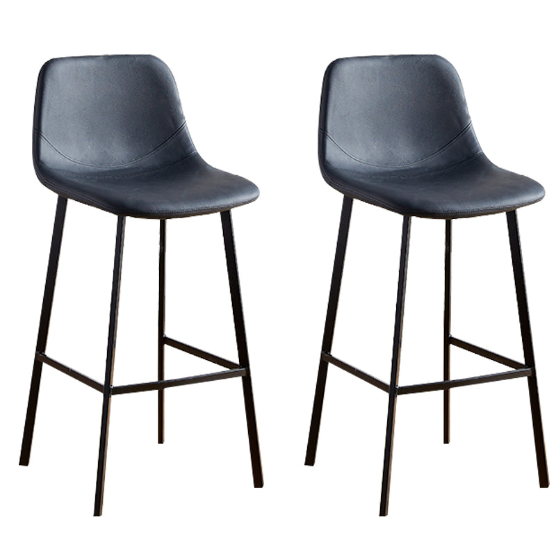 Faux Leather Armless Counter Stool Modern Style Low Back Bar Stool for Indoor Black 2 Piece Set Bar Stool(30"H) Clearhalo 'Bar Furniture' 'Bar Stools' 'bar_stools' 'furn' 'furn_bar_stools' 'Furniture' 'Kitchen & Dining Furniture' 6289188