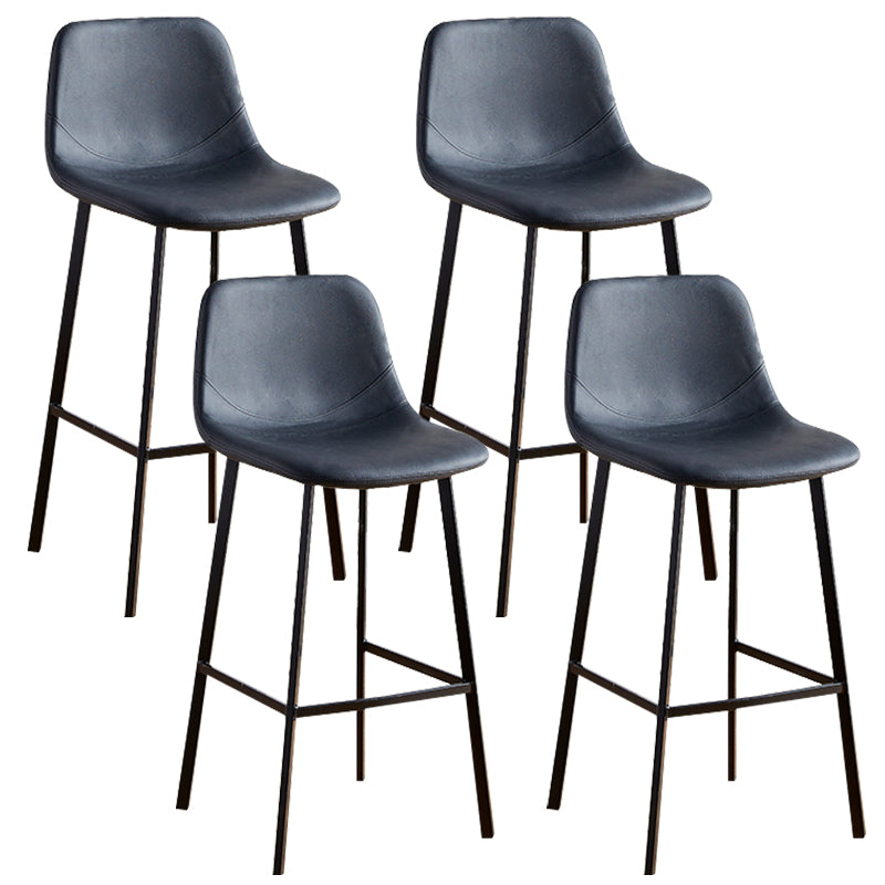 Faux Leather Armless Counter Stool Modern Style Low Back Bar Stool for Indoor Black 4 Piece Set Bar Stool(30"H) Clearhalo 'Bar Furniture' 'Bar Stools' 'bar_stools' 'furn' 'furn_bar_stools' 'Furniture' 'Kitchen & Dining Furniture' 6289190