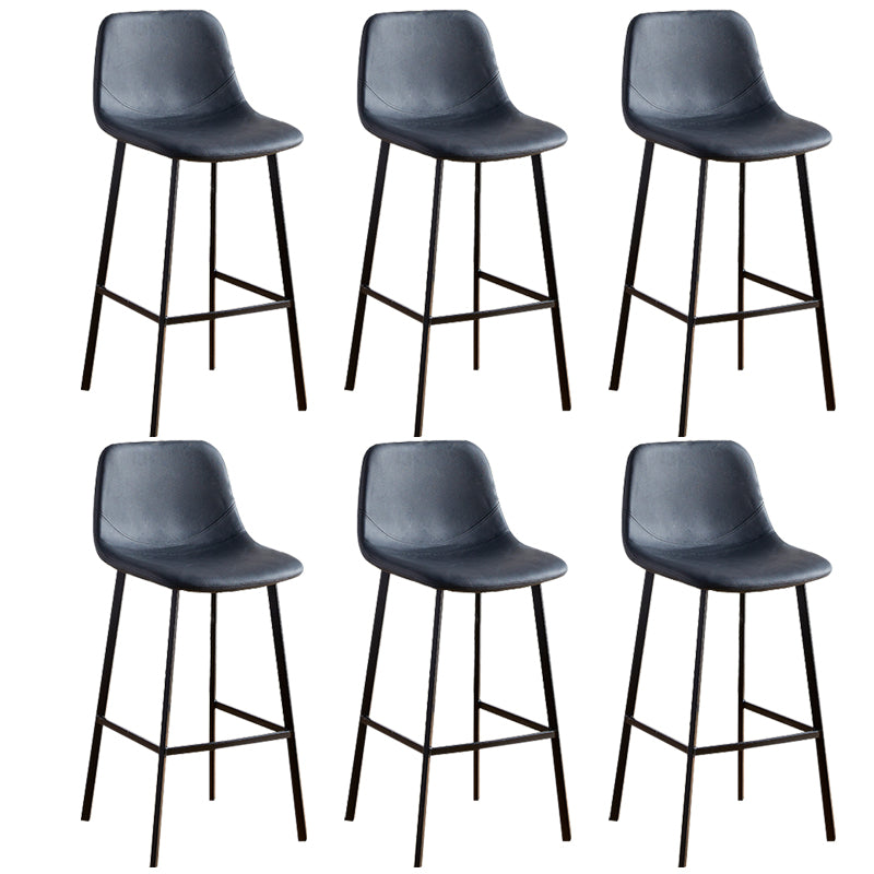 Faux Leather Armless Counter Stool Modern Style Low Back Bar Stool for Indoor Black 6 Piece Set Bar Stool(30"H) Clearhalo 'Bar Furniture' 'Bar Stools' 'bar_stools' 'furn' 'furn_bar_stools' 'Furniture' 'Kitchen & Dining Furniture' 6289191