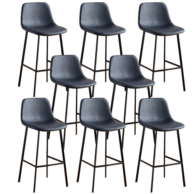 Faux Leather Armless Counter Stool Modern Style Low Back Bar Stool for Indoor Black 8 Piece Set Bar Stool(30"H) Clearhalo 'Bar Furniture' 'Bar Stools' 'bar_stools' 'furn' 'furn_bar_stools' 'Furniture' 'Kitchen & Dining Furniture' 6289192