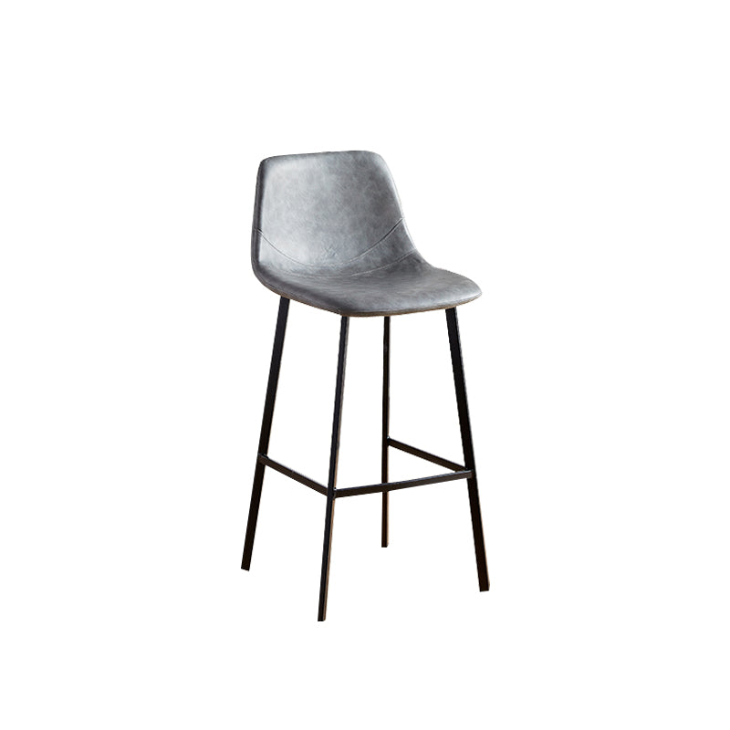 Faux Leather Armless Counter Stool Modern Style Low Back Bar Stool for Indoor Grey 1 Piece Counter Stool(26"H) Clearhalo 'Bar Furniture' 'Bar Stools' 'bar_stools' 'furn' 'furn_bar_stools' 'Furniture' 'Kitchen & Dining Furniture' 6289193