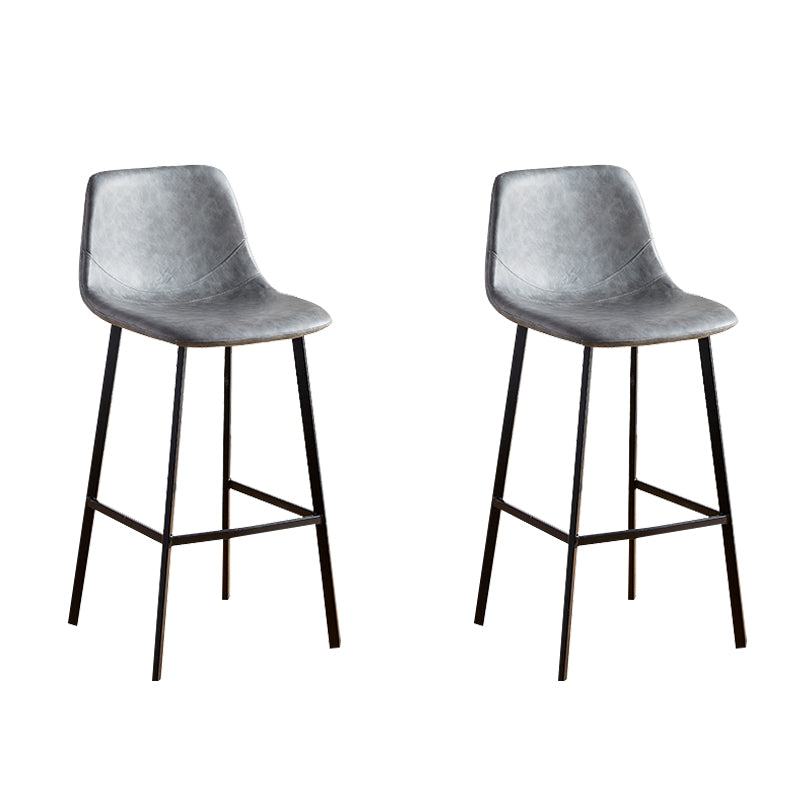 Faux Leather Armless Counter Stool Modern Style Low Back Bar Stool for Indoor Grey 2 Piece Set Counter Stool(26"H) Clearhalo 'Bar Furniture' 'Bar Stools' 'bar_stools' 'furn' 'furn_bar_stools' 'Furniture' 'Kitchen & Dining Furniture' 6289194