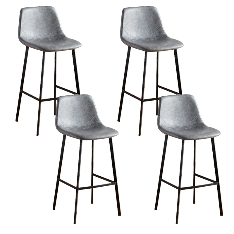 Faux Leather Armless Counter Stool Modern Style Low Back Bar Stool for Indoor Grey 4 Piece Set Counter Stool(26"H) Clearhalo 'Bar Furniture' 'Bar Stools' 'bar_stools' 'furn' 'furn_bar_stools' 'Furniture' 'Kitchen & Dining Furniture' 6289195
