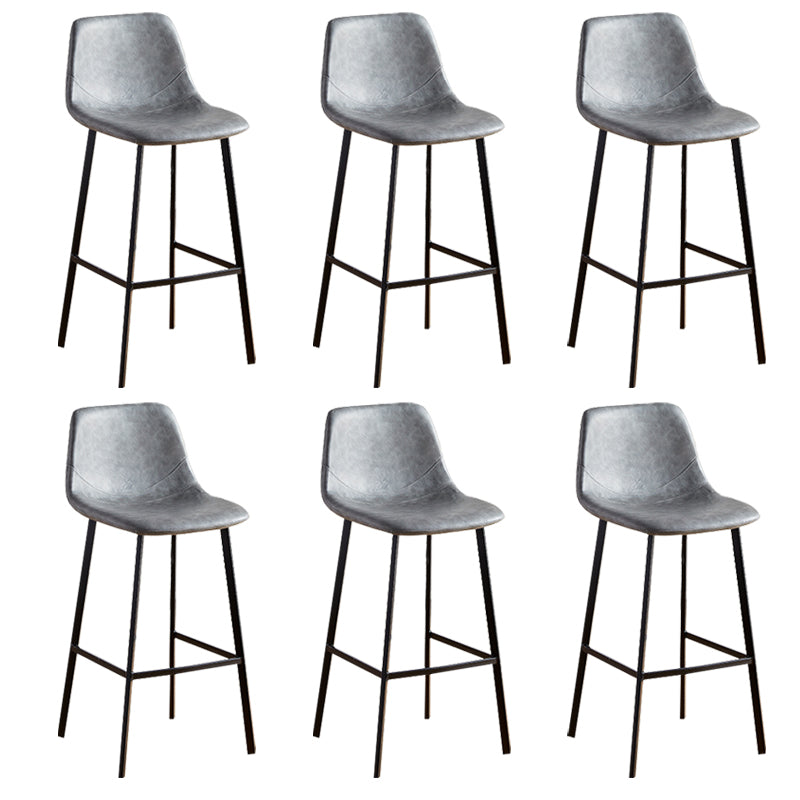 Faux Leather Armless Counter Stool Modern Style Low Back Bar Stool for Indoor Grey 6 Piece Set Counter Stool(26"H) Clearhalo 'Bar Furniture' 'Bar Stools' 'bar_stools' 'furn' 'furn_bar_stools' 'Furniture' 'Kitchen & Dining Furniture' 6289196