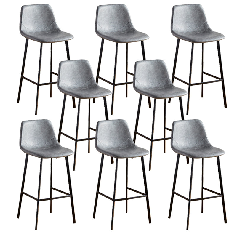 Faux Leather Armless Counter Stool Modern Style Low Back Bar Stool for Indoor Grey 8 Piece Set Counter Stool(26"H) Clearhalo 'Bar Furniture' 'Bar Stools' 'bar_stools' 'furn' 'furn_bar_stools' 'Furniture' 'Kitchen & Dining Furniture' 6289197