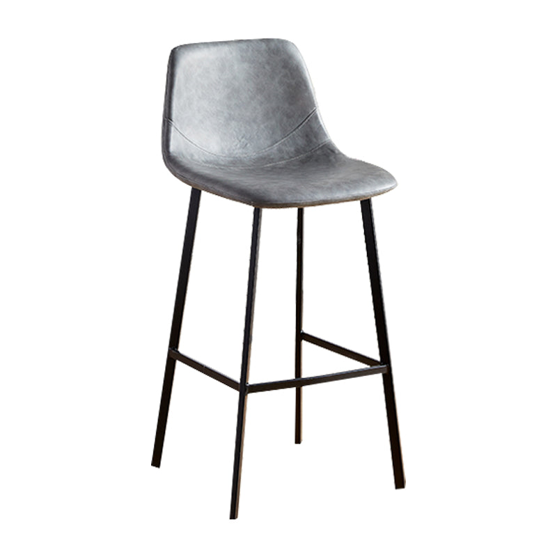 Faux Leather Armless Counter Stool Modern Style Low Back Bar Stool for Indoor Grey 1 Piece Bar Stool(30"H) Clearhalo 'Bar Furniture' 'Bar Stools' 'bar_stools' 'furn' 'furn_bar_stools' 'Furniture' 'Kitchen & Dining Furniture' 6289198