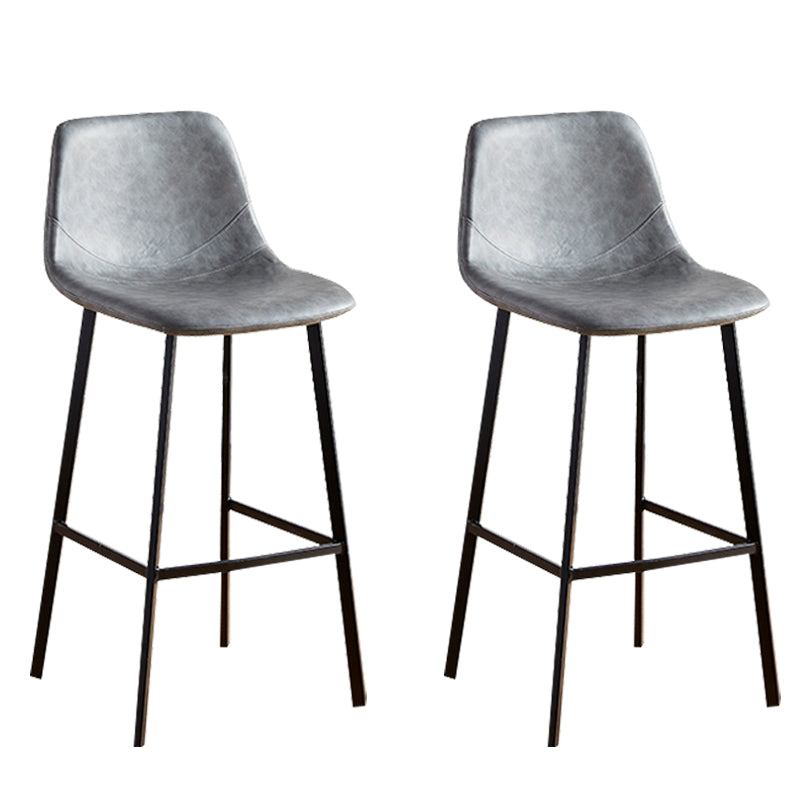 Faux Leather Armless Counter Stool Modern Style Low Back Bar Stool for Indoor Grey 2 Piece Set Bar Stool(30"H) Clearhalo 'Bar Furniture' 'Bar Stools' 'bar_stools' 'furn' 'furn_bar_stools' 'Furniture' 'Kitchen & Dining Furniture' 6289199