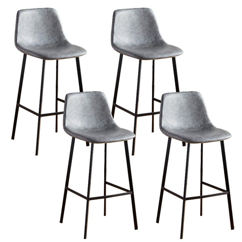 Faux Leather Armless Counter Stool Modern Style Low Back Bar Stool for Indoor Grey 4 Piece Set Bar Stool(30"H) Clearhalo 'Bar Furniture' 'Bar Stools' 'bar_stools' 'furn' 'furn_bar_stools' 'Furniture' 'Kitchen & Dining Furniture' 6289200