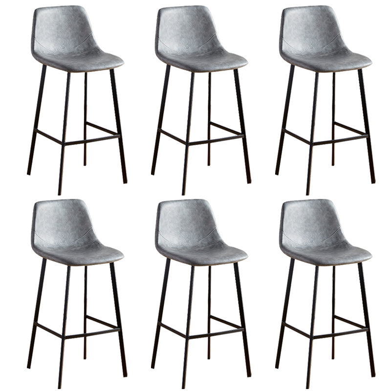 Faux Leather Armless Counter Stool Modern Style Low Back Bar Stool for Indoor Grey 6 Piece Set Bar Stool(30"H) Clearhalo 'Bar Furniture' 'Bar Stools' 'bar_stools' 'furn' 'furn_bar_stools' 'Furniture' 'Kitchen & Dining Furniture' 6289201