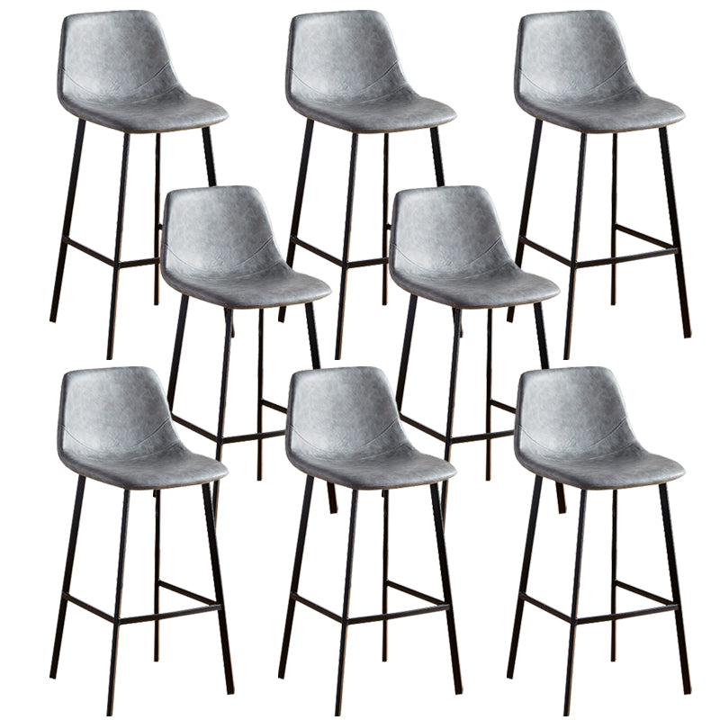 Faux Leather Armless Counter Stool Modern Style Low Back Bar Stool for Indoor Grey 8 Piece Set Bar Stool(30"H) Clearhalo 'Bar Furniture' 'Bar Stools' 'bar_stools' 'furn' 'furn_bar_stools' 'Furniture' 'Kitchen & Dining Furniture' 6289202
