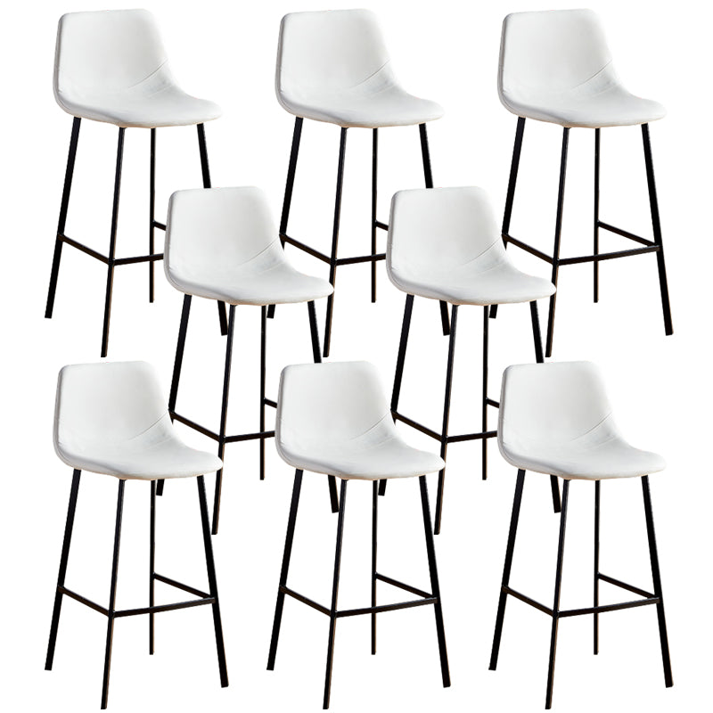 Faux Leather Armless Counter Stool Modern Style Low Back Bar Stool for Indoor White 8 Piece Set Counter Stool(26"H) Clearhalo 'Bar Furniture' 'Bar Stools' 'bar_stools' 'furn' 'furn_bar_stools' 'Furniture' 'Kitchen & Dining Furniture' 6289207