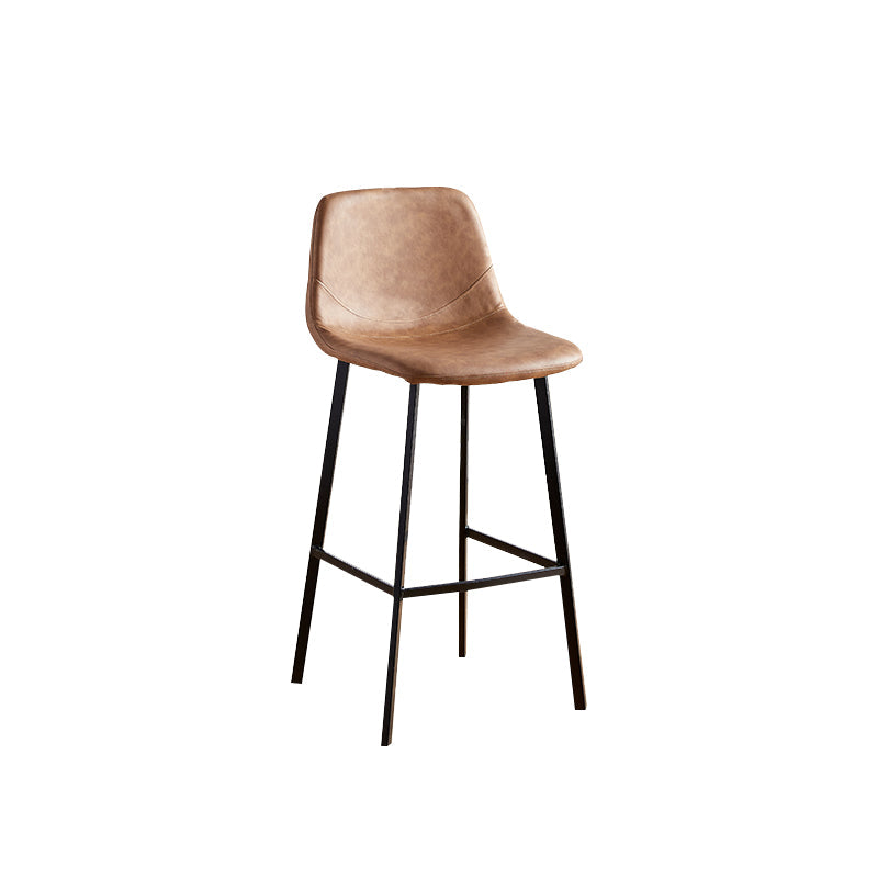Faux Leather Armless Counter Stool Modern Style Low Back Bar Stool for Indoor Brown 1 Piece Counter Stool(26"H) Clearhalo 'Bar Furniture' 'Bar Stools' 'bar_stools' 'furn' 'furn_bar_stools' 'Furniture' 'Kitchen & Dining Furniture' 6289213