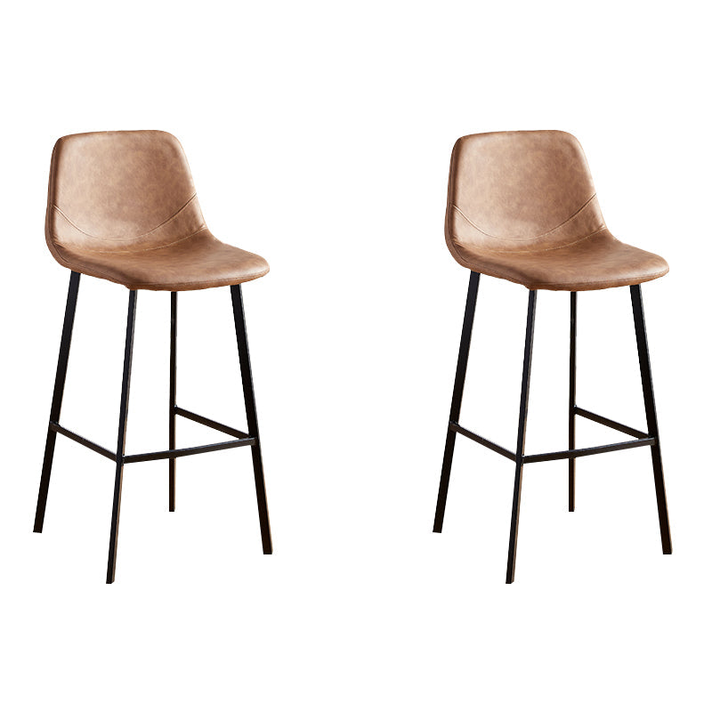 Faux Leather Armless Counter Stool Modern Style Low Back Bar Stool for Indoor Brown 2 Piece Set Counter Stool(26"H) Clearhalo 'Bar Furniture' 'Bar Stools' 'bar_stools' 'furn' 'furn_bar_stools' 'Furniture' 'Kitchen & Dining Furniture' 6289214