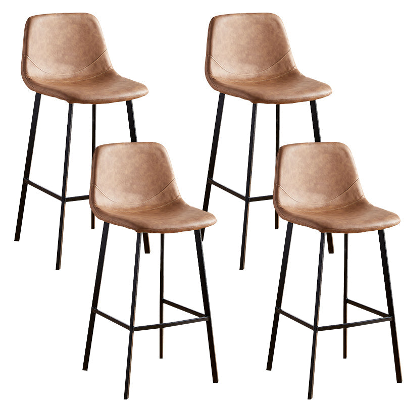 Faux Leather Armless Counter Stool Modern Style Low Back Bar Stool for Indoor Brown 4 Piece Set Counter Stool(26"H) Clearhalo 'Bar Furniture' 'Bar Stools' 'bar_stools' 'furn' 'furn_bar_stools' 'Furniture' 'Kitchen & Dining Furniture' 6289215