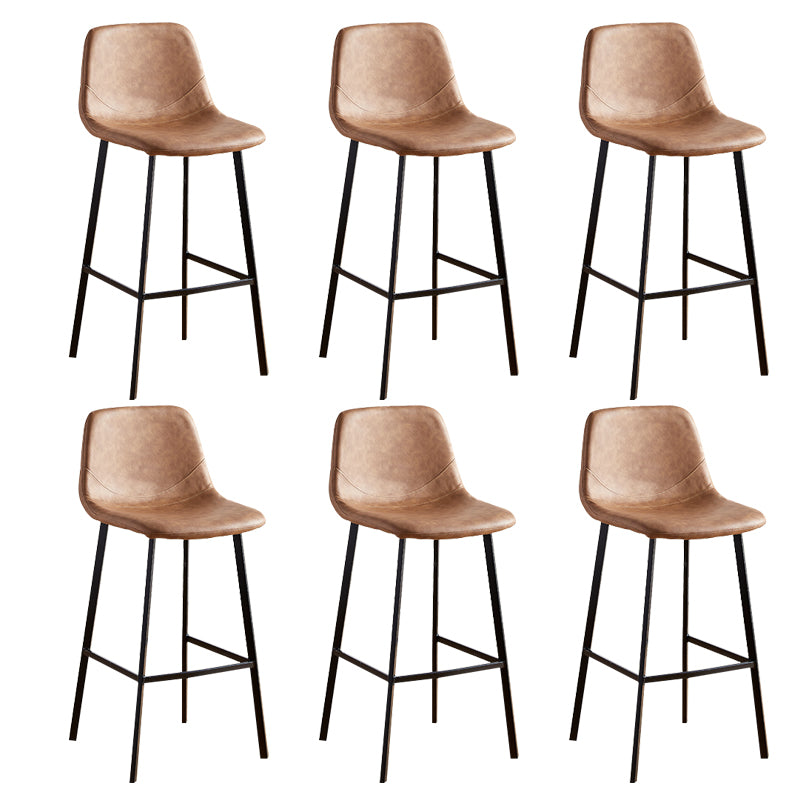 Faux Leather Armless Counter Stool Modern Style Low Back Bar Stool for Indoor Brown 6 Piece Set Counter Stool(26"H) Clearhalo 'Bar Furniture' 'Bar Stools' 'bar_stools' 'furn' 'furn_bar_stools' 'Furniture' 'Kitchen & Dining Furniture' 6289216
