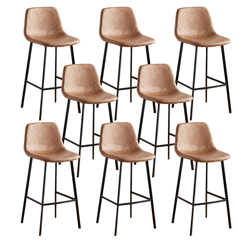 Faux Leather Armless Counter Stool Modern Style Low Back Bar Stool for Indoor Brown 8 Piece Set Counter Stool(26"H) Clearhalo 'Bar Furniture' 'Bar Stools' 'bar_stools' 'furn' 'furn_bar_stools' 'Furniture' 'Kitchen & Dining Furniture' 6289217