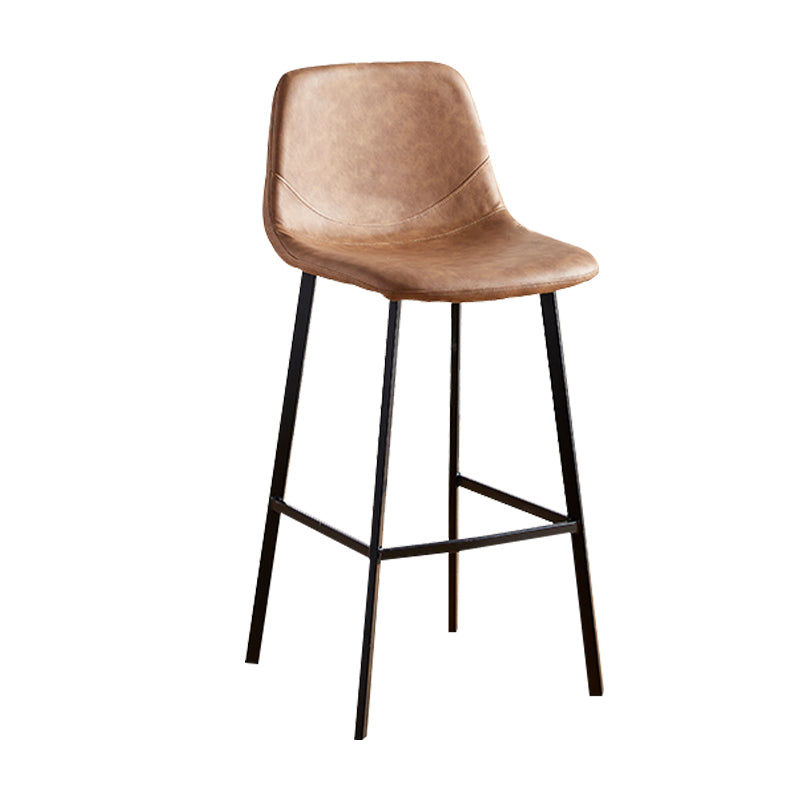 Faux Leather Armless Counter Stool Modern Style Low Back Bar Stool for Indoor Brown 1 Piece Bar Stool(30"H) Clearhalo 'Bar Furniture' 'Bar Stools' 'bar_stools' 'furn' 'furn_bar_stools' 'Furniture' 'Kitchen & Dining Furniture' 6289218