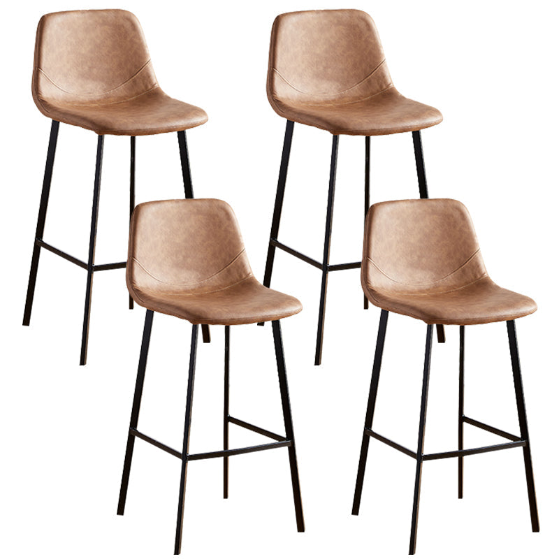 Faux Leather Armless Counter Stool Modern Style Low Back Bar Stool for Indoor Brown 4 Piece Set Bar Stool(30"H) Clearhalo 'Bar Furniture' 'Bar Stools' 'bar_stools' 'furn' 'furn_bar_stools' 'Furniture' 'Kitchen & Dining Furniture' 6289220