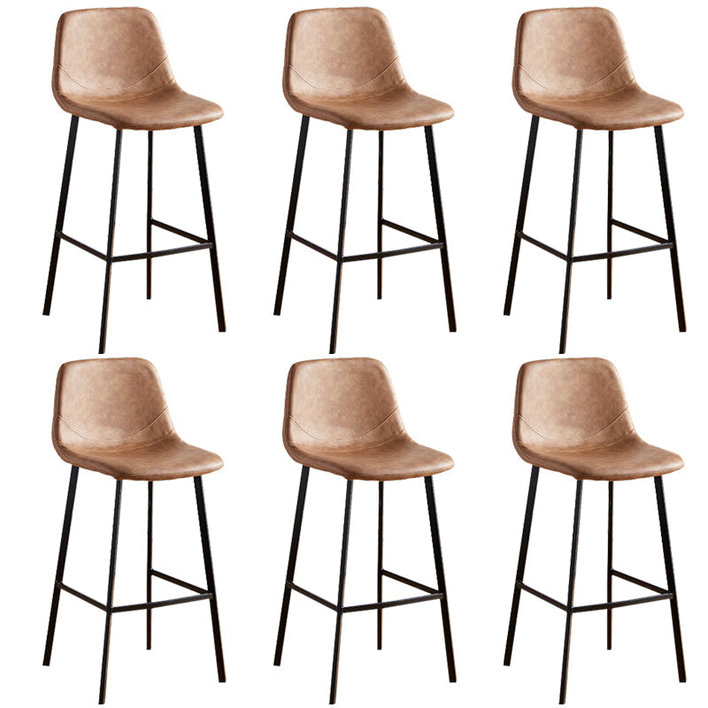 Faux Leather Armless Counter Stool Modern Style Low Back Bar Stool for Indoor Brown 6 Piece Set Bar Stool(30"H) Clearhalo 'Bar Furniture' 'Bar Stools' 'bar_stools' 'furn' 'furn_bar_stools' 'Furniture' 'Kitchen & Dining Furniture' 6289221