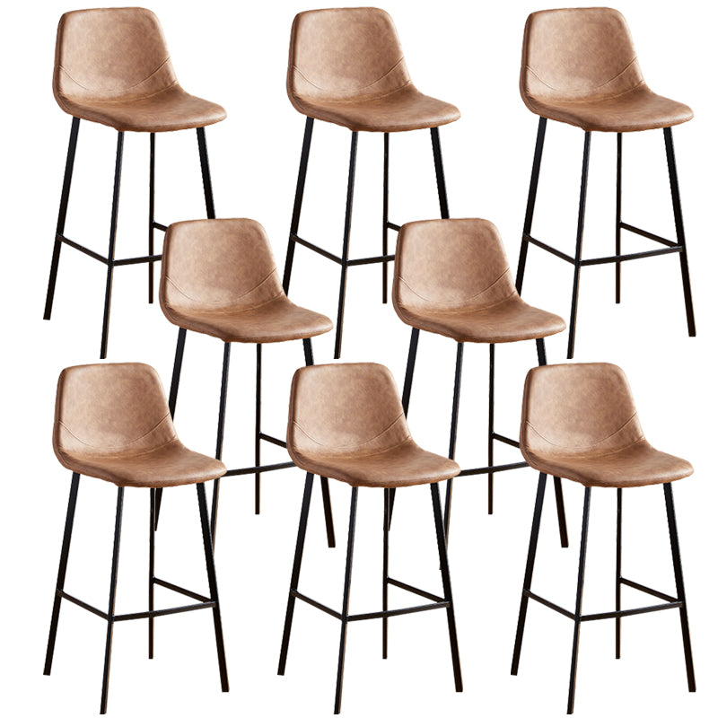 Faux Leather Armless Counter Stool Modern Style Low Back Bar Stool for Indoor Brown 8 Piece Set Bar Stool(30"H) Clearhalo 'Bar Furniture' 'Bar Stools' 'bar_stools' 'furn' 'furn_bar_stools' 'Furniture' 'Kitchen & Dining Furniture' 6289222