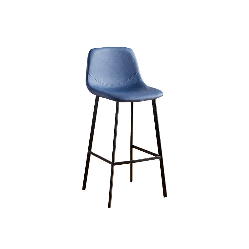 Faux Leather Armless Counter Stool Modern Style Low Back Bar Stool for Indoor Blue 1 Piece Counter Stool(26"H) Clearhalo 'Bar Furniture' 'Bar Stools' 'bar_stools' 'furn' 'furn_bar_stools' 'Furniture' 'Kitchen & Dining Furniture' 6289223