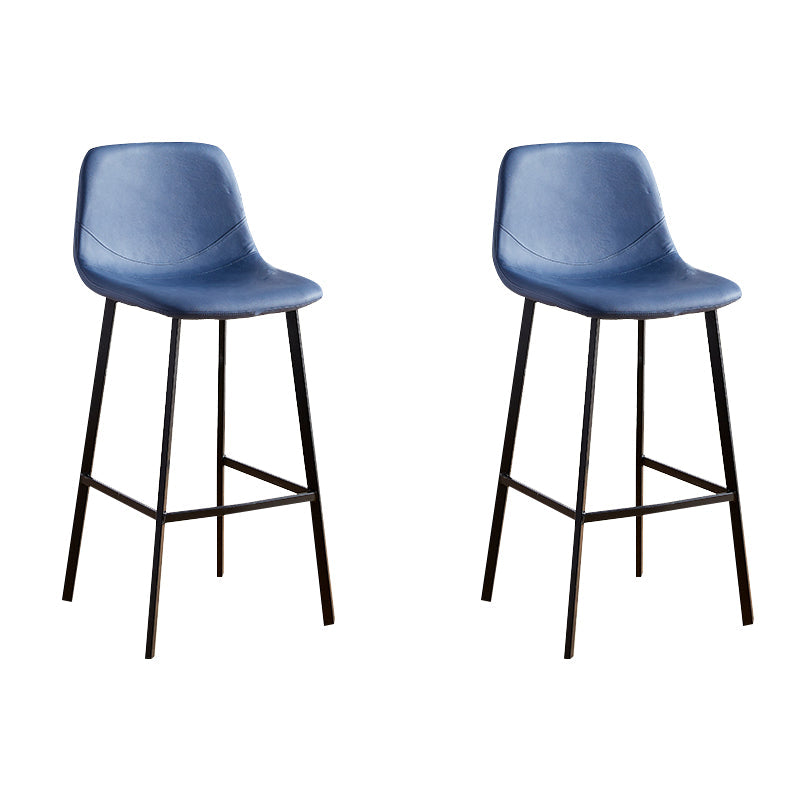 Faux Leather Armless Counter Stool Modern Style Low Back Bar Stool for Indoor Blue 2 Piece Set Counter Stool(26"H) Clearhalo 'Bar Furniture' 'Bar Stools' 'bar_stools' 'furn' 'furn_bar_stools' 'Furniture' 'Kitchen & Dining Furniture' 6289224