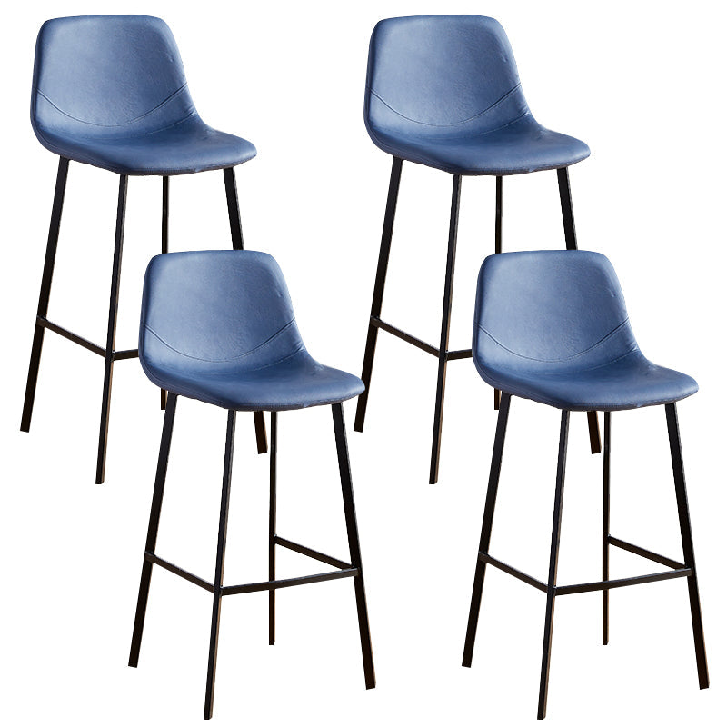 Faux Leather Armless Counter Stool Modern Style Low Back Bar Stool for Indoor Blue 4 Piece Set Counter Stool(26"H) Clearhalo 'Bar Furniture' 'Bar Stools' 'bar_stools' 'furn' 'furn_bar_stools' 'Furniture' 'Kitchen & Dining Furniture' 6289225