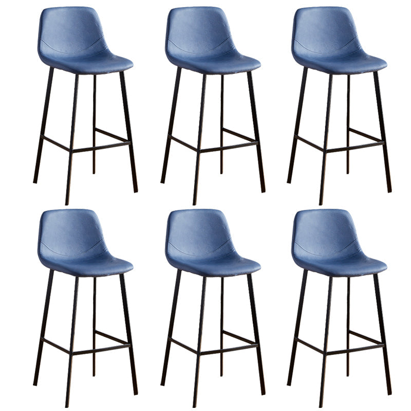Faux Leather Armless Counter Stool Modern Style Low Back Bar Stool for Indoor Blue 6 Piece Set Counter Stool(26"H) Clearhalo 'Bar Furniture' 'Bar Stools' 'bar_stools' 'furn' 'furn_bar_stools' 'Furniture' 'Kitchen & Dining Furniture' 6289226