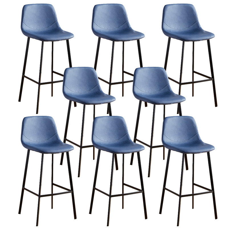 Faux Leather Armless Counter Stool Modern Style Low Back Bar Stool for Indoor Blue 8 Piece Set Counter Stool(26"H) Clearhalo 'Bar Furniture' 'Bar Stools' 'bar_stools' 'furn' 'furn_bar_stools' 'Furniture' 'Kitchen & Dining Furniture' 6289227