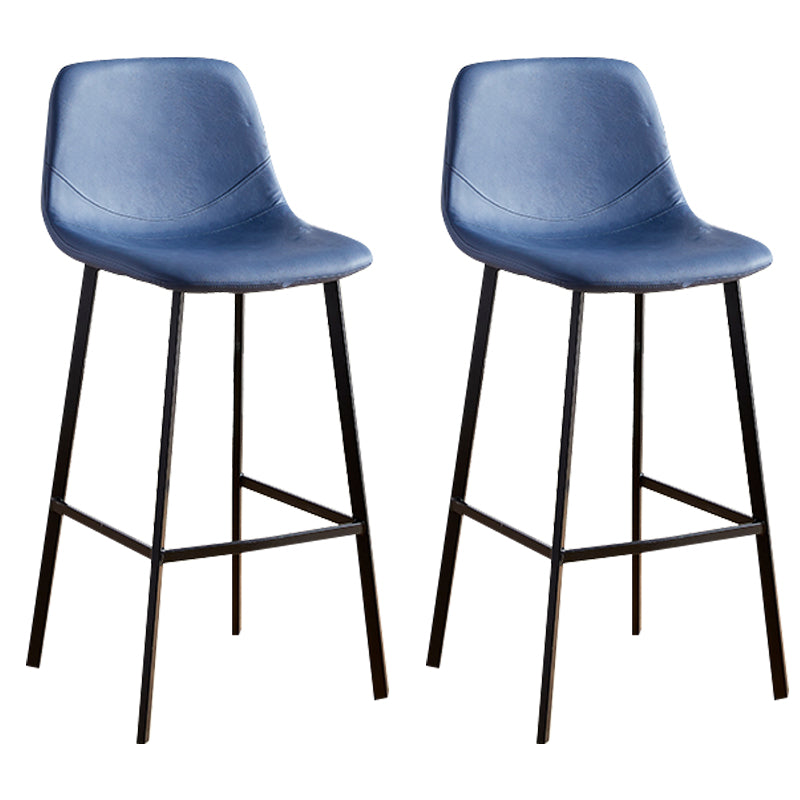 Faux Leather Armless Counter Stool Modern Style Low Back Bar Stool for Indoor Blue 2 Piece Set Bar Stool(30"H) Clearhalo 'Bar Furniture' 'Bar Stools' 'bar_stools' 'furn' 'furn_bar_stools' 'Furniture' 'Kitchen & Dining Furniture' 6289229