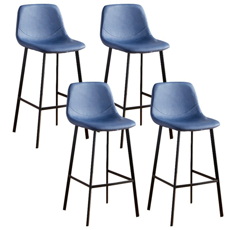 Faux Leather Armless Counter Stool Modern Style Low Back Bar Stool for Indoor Blue 4 Piece Set Bar Stool(30"H) Clearhalo 'Bar Furniture' 'Bar Stools' 'bar_stools' 'furn' 'furn_bar_stools' 'Furniture' 'Kitchen & Dining Furniture' 6289230