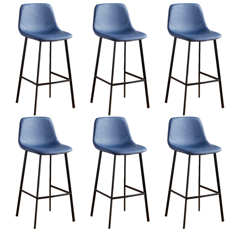 Faux Leather Armless Counter Stool Modern Style Low Back Bar Stool for Indoor Blue 6 Piece Set Bar Stool(30"H) Clearhalo 'Bar Furniture' 'Bar Stools' 'bar_stools' 'furn' 'furn_bar_stools' 'Furniture' 'Kitchen & Dining Furniture' 6289231