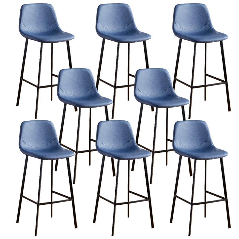 Faux Leather Armless Counter Stool Modern Style Low Back Bar Stool for Indoor Blue 8 Piece Set Bar Stool(30"H) Clearhalo 'Bar Furniture' 'Bar Stools' 'bar_stools' 'furn' 'furn_bar_stools' 'Furniture' 'Kitchen & Dining Furniture' 6289232