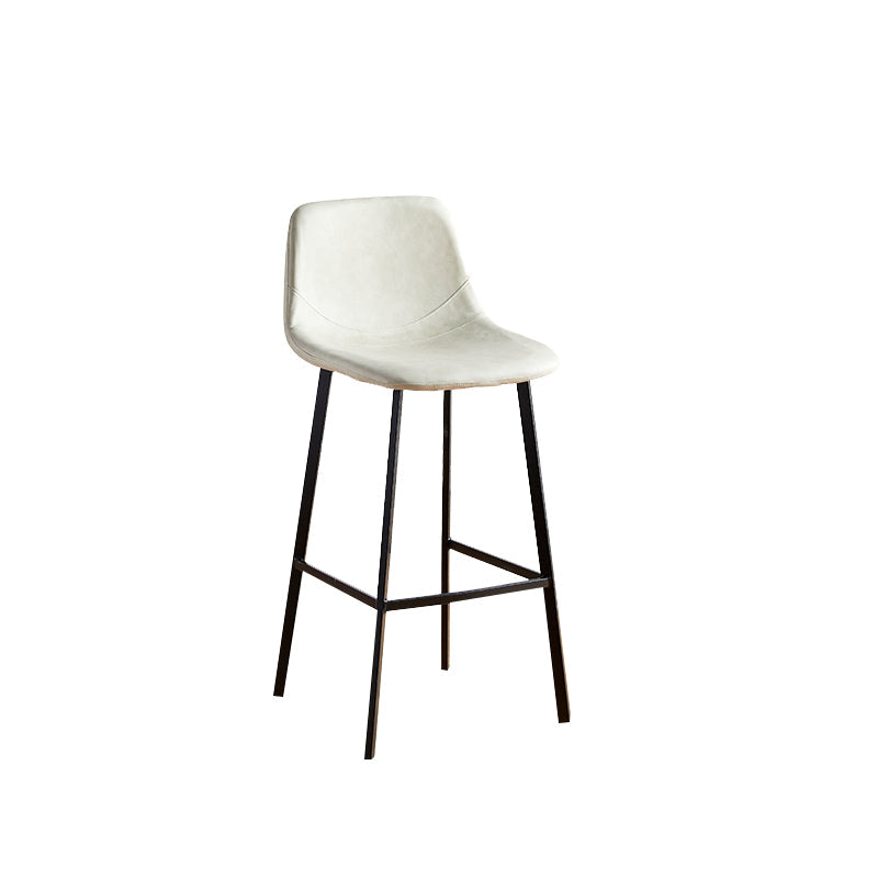 Faux Leather Armless Counter Stool Modern Style Low Back Bar Stool for Indoor Off-White 1 Piece Counter Stool(26"H) Clearhalo 'Bar Furniture' 'Bar Stools' 'bar_stools' 'furn' 'furn_bar_stools' 'Furniture' 'Kitchen & Dining Furniture' 6289233