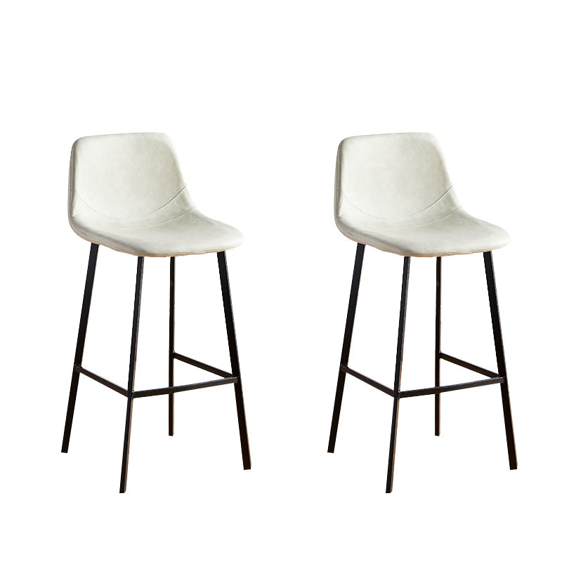 Faux Leather Armless Counter Stool Modern Style Low Back Bar Stool for Indoor Off-White 2 Piece Set Counter Stool(26"H) Clearhalo 'Bar Furniture' 'Bar Stools' 'bar_stools' 'furn' 'furn_bar_stools' 'Furniture' 'Kitchen & Dining Furniture' 6289234