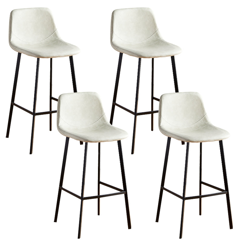 Faux Leather Armless Counter Stool Modern Style Low Back Bar Stool for Indoor Off-White 4 Piece Set Counter Stool(26"H) Clearhalo 'Bar Furniture' 'Bar Stools' 'bar_stools' 'furn' 'furn_bar_stools' 'Furniture' 'Kitchen & Dining Furniture' 6289235