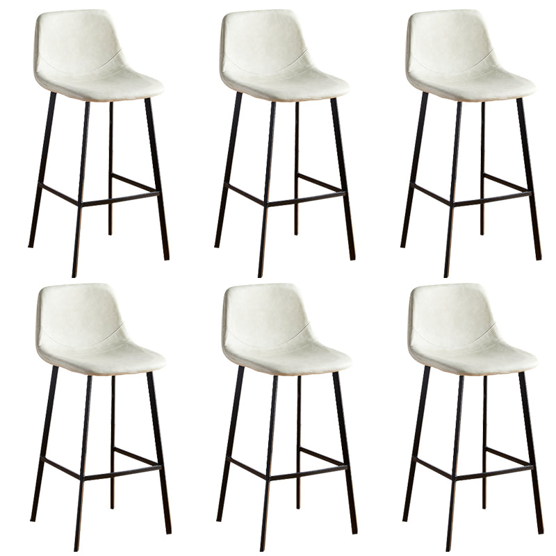 Faux Leather Armless Counter Stool Modern Style Low Back Bar Stool for Indoor Off-White 6 Piece Set Counter Stool(26"H) Clearhalo 'Bar Furniture' 'Bar Stools' 'bar_stools' 'furn' 'furn_bar_stools' 'Furniture' 'Kitchen & Dining Furniture' 6289236