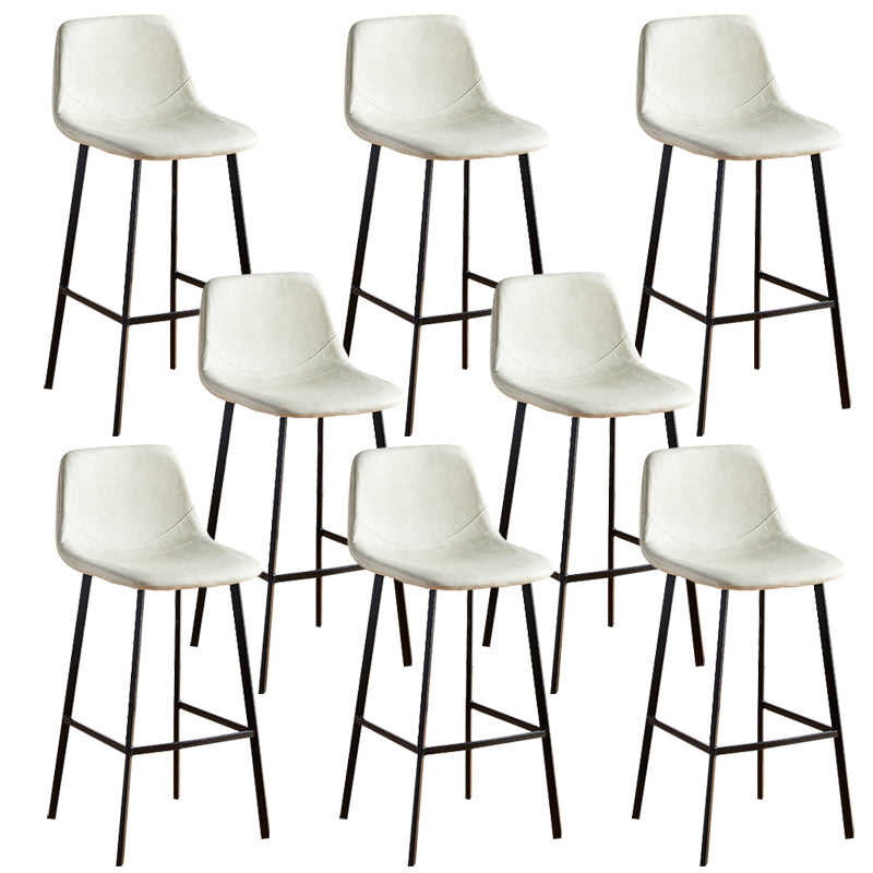 Faux Leather Armless Counter Stool Modern Style Low Back Bar Stool for Indoor Off-White 8 Piece Set Counter Stool(26"H) Clearhalo 'Bar Furniture' 'Bar Stools' 'bar_stools' 'furn' 'furn_bar_stools' 'Furniture' 'Kitchen & Dining Furniture' 6289237