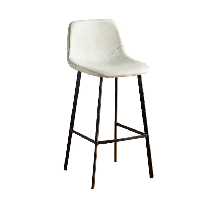 Faux Leather Armless Counter Stool Modern Style Low Back Bar Stool for Indoor Off-White 1 Piece Bar Stool(30"H) Clearhalo 'Bar Furniture' 'Bar Stools' 'bar_stools' 'furn' 'furn_bar_stools' 'Furniture' 'Kitchen & Dining Furniture' 6289238