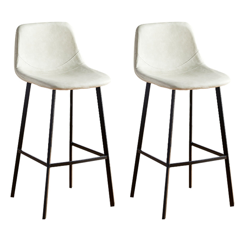 Faux Leather Armless Counter Stool Modern Style Low Back Bar Stool for Indoor Off-White 2 Piece Set Bar Stool(30"H) Clearhalo 'Bar Furniture' 'Bar Stools' 'bar_stools' 'furn' 'furn_bar_stools' 'Furniture' 'Kitchen & Dining Furniture' 6289239