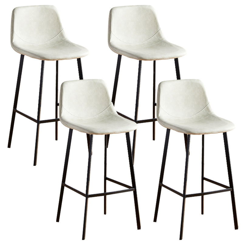 Faux Leather Armless Counter Stool Modern Style Low Back Bar Stool for Indoor Off-White 4 Piece Set Bar Stool(30"H) Clearhalo 'Bar Furniture' 'Bar Stools' 'bar_stools' 'furn' 'furn_bar_stools' 'Furniture' 'Kitchen & Dining Furniture' 6289240