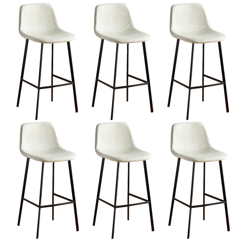 Faux Leather Armless Counter Stool Modern Style Low Back Bar Stool for Indoor Off-White 6 Piece Set Bar Stool(30"H) Clearhalo 'Bar Furniture' 'Bar Stools' 'bar_stools' 'furn' 'furn_bar_stools' 'Furniture' 'Kitchen & Dining Furniture' 6289241