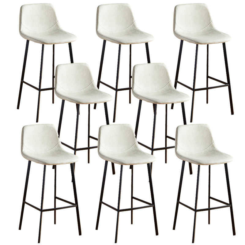 Faux Leather Armless Counter Stool Modern Style Low Back Bar Stool for Indoor Off-White 8 Piece Set Bar Stool(30"H) Clearhalo 'Bar Furniture' 'Bar Stools' 'bar_stools' 'furn' 'furn_bar_stools' 'Furniture' 'Kitchen & Dining Furniture' 6289242