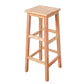 Square Backless Solid Wood Bar Chair Industrial Wooden Chair with 4 Legs