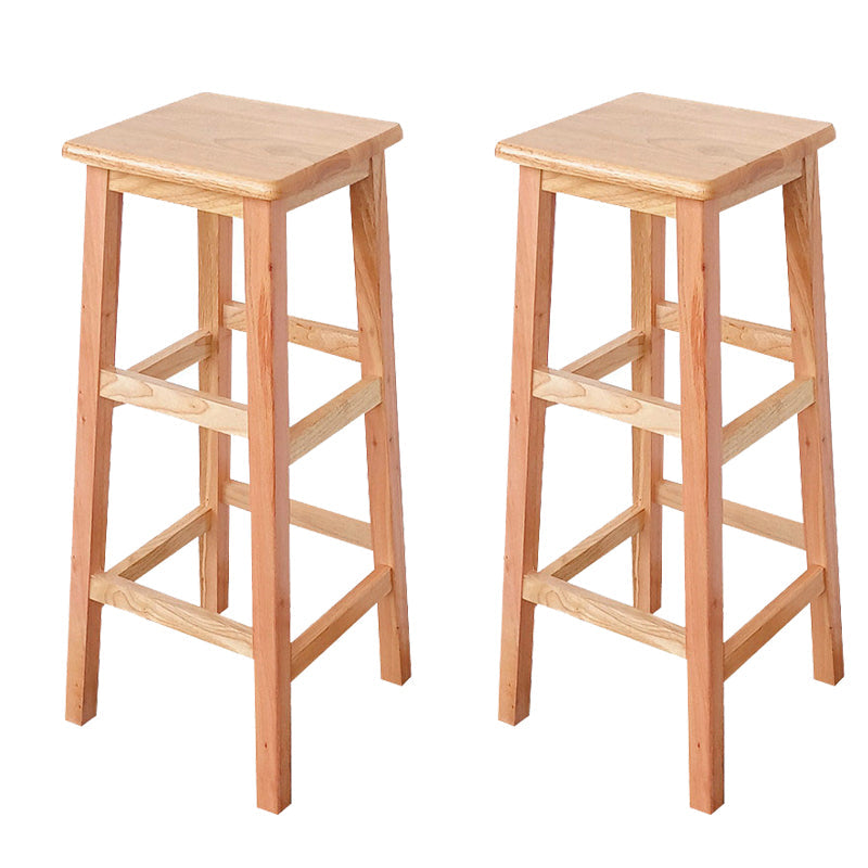 Square Backless Solid Wood Bar Chair Industrial Wooden Chair with 4 Legs