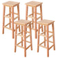 Square Backless Solid Wood Bar Chair Industrial Wooden Chair with 4 Legs