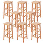 Square Backless Solid Wood Bar Chair Industrial Wooden Chair with 4 Legs